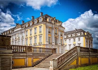 hrad, Noble, Architektúra, bohatstvo, barokový, historicky, brühler zatvorené