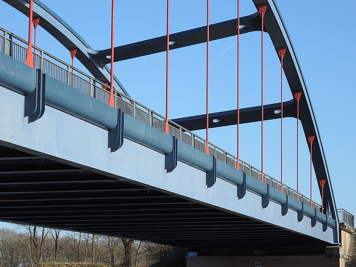 bridge construction, steel, metal rods