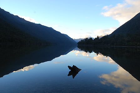 stillhet, sjön, Mountain, Sky, vatten, Zen, spegel