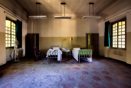 bolnišnice, soba, znotraj, v zaprtih prostorih, notranjost, opustili, stari
