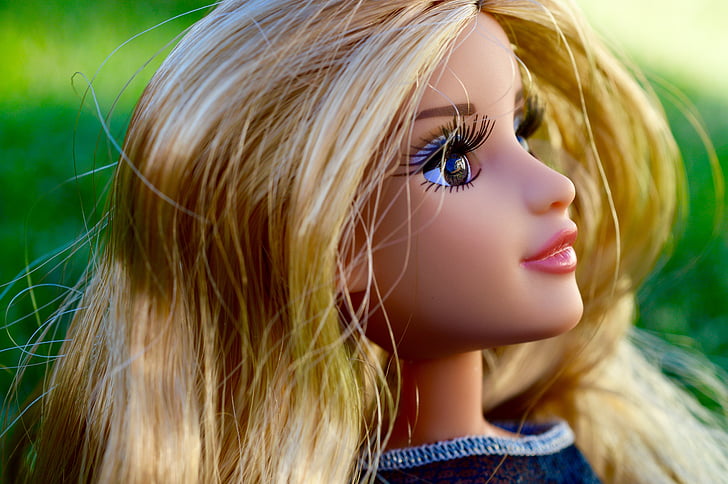 doll, face, blonde, toy, hair, eyelashes, looking