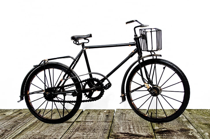 Stari, bicikl, ulica, bijeli, smeđa, Crna, klasični