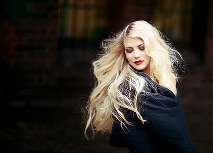 Portrait, femme, jeune fille, blond, cheveux, cheveux longs, cheveux blonds