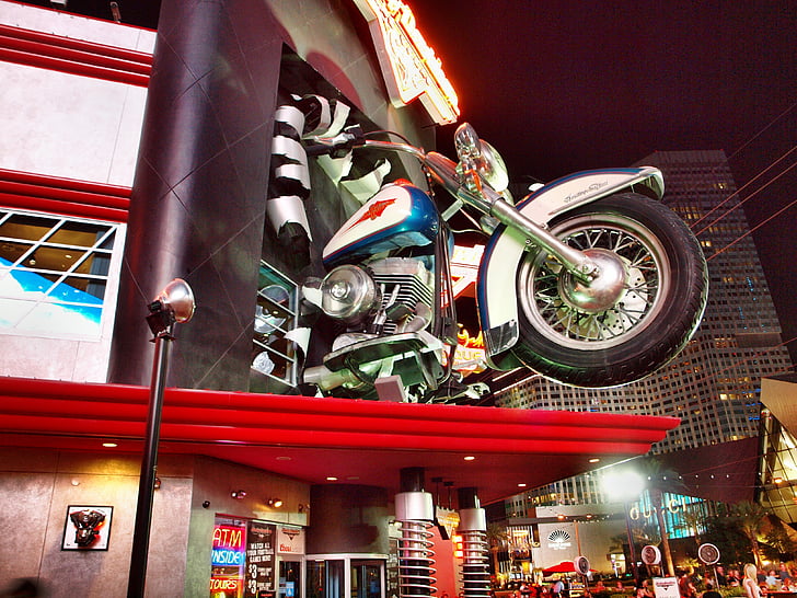 Harley davidson, Лас-Вегас, мотоцикл, казино, США, бульвар, бульвар Лас-Вегас