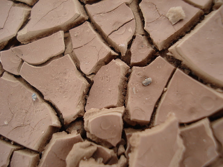 sòl argilós, deshidratat, desert de, sec, calenta, parching