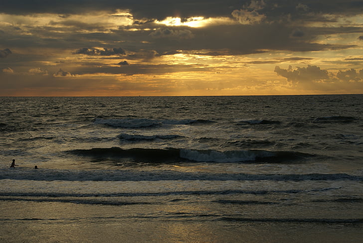 Saulėlydis, jūra, paplūdimys