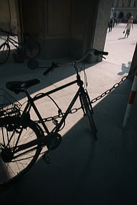 svart, Cruiser, cykel, staden, personer, sommar, solen