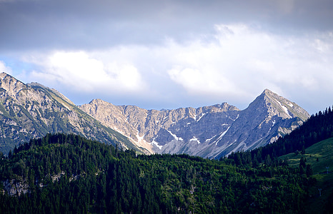 montanhas, Allgäu, Alpes Allgäu, Panorama, paisagem, Baviera, cume de montanha