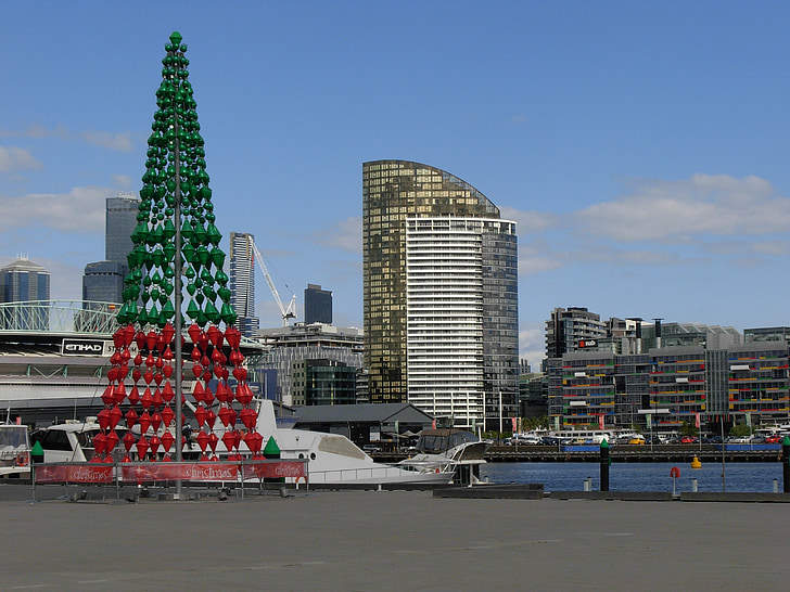 Melbourne, jul, staden, staden, Xmas, byggnad, stadsbild