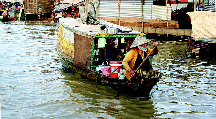 row, boat, rowing boat, water, selling, lake, asia