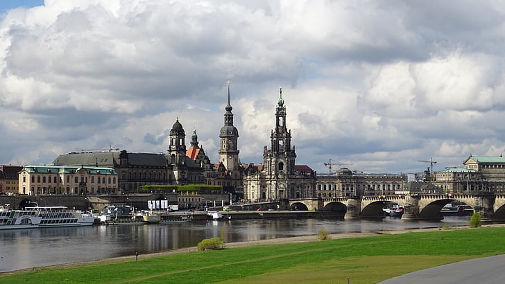 Dresden, Frauenkirche, brühlova terrasse, Terrassenufer, Altstadt, Tyskland, historie