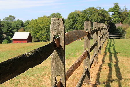 fence, barn, red, wood, farm, old, wooden