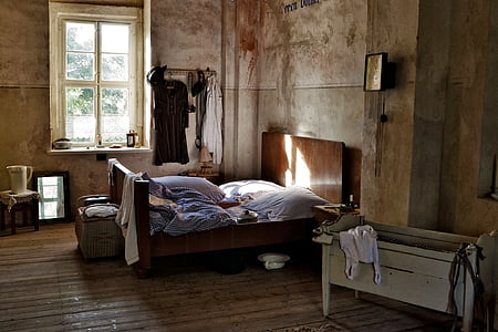 tempat tidur, dengan, lama, secara historis, Vintage, klöden burg