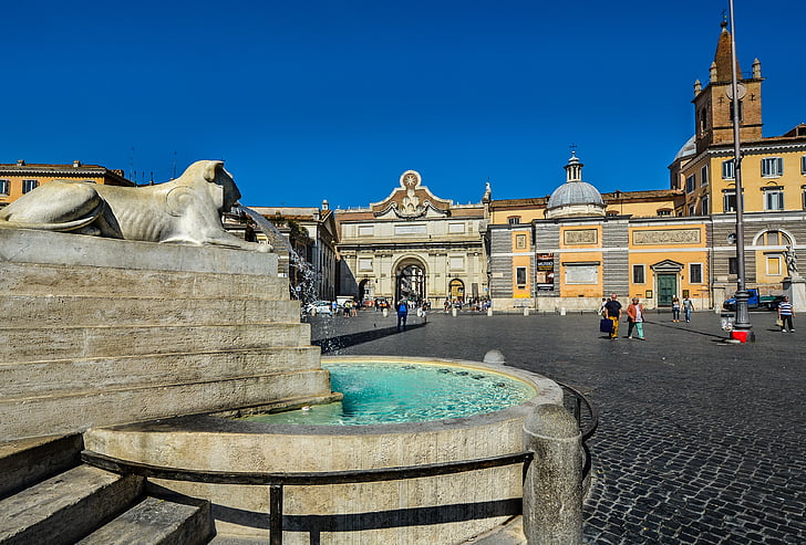 Plaza, Roma, escultura, fuente, Italiano, Plaza, punto de referencia