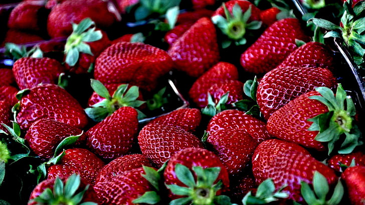 puuviljad, maasikas, Makro, puu, punane, marja puu, toidu ja joogiga