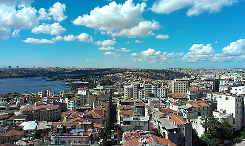 Galata tower, Istanbul, Turki, awan, suasana hati, langit, sudut pandang
