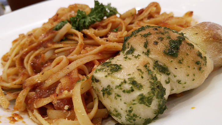 måltid, pasta, frokost, middag, italiensk, parabol, sund
