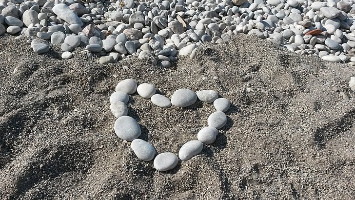 серце, валуни, удачі, Кохання, пляж, камені, форми серця