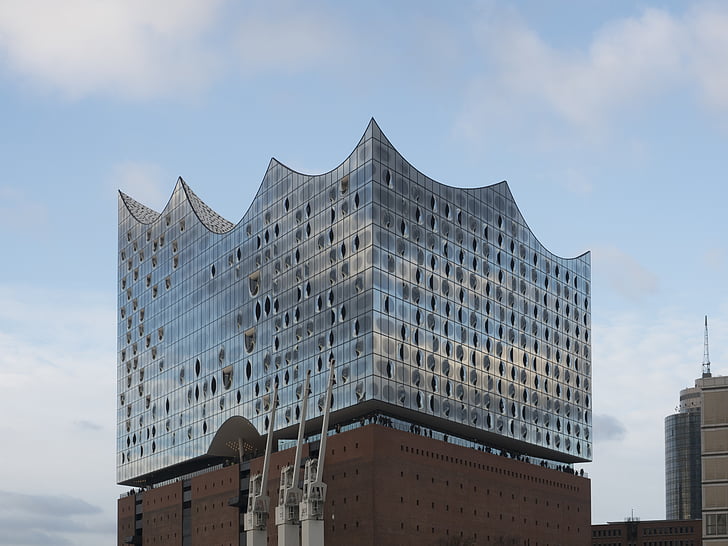 Hamburg, Tyskland, Elbe philharmonic hall, landemerke, arkitektur, Elbe, bygge