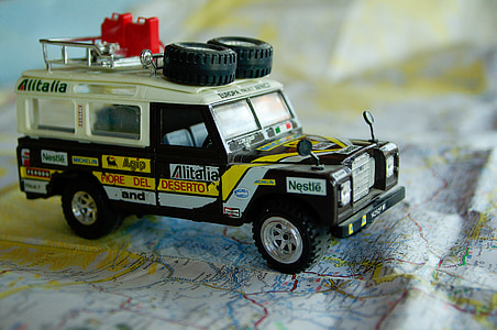 Land rover, ralio reidą, kelionės, 4 x 4, Miniatiūriniai, žemėlapyje