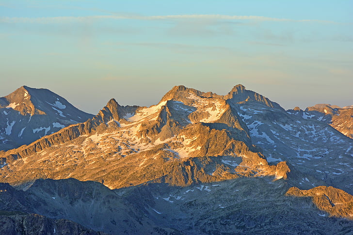Pyrénées, Gunung, Prancis, matahari terbit, pemandangan, Fajar, matahari terbit