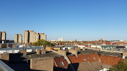 베를린, 시티 뷰, prenzlauerberg, 지붕