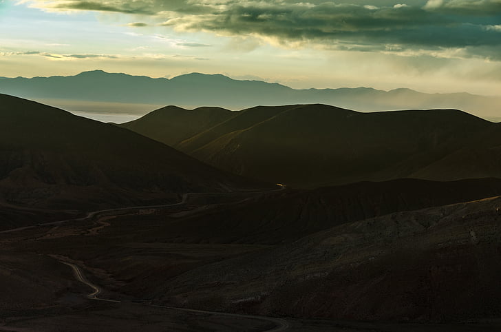 nubes, montañas, naturaleza, silueta, cielo