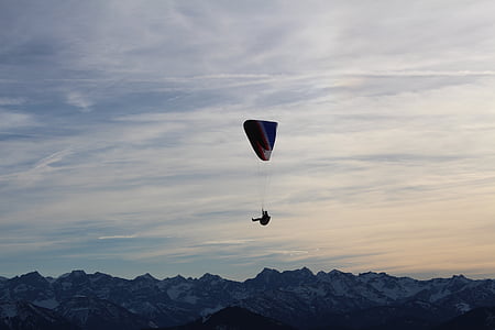 parachutist, mountains, parachute, fly, skydiving, sport event, float