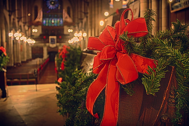 church, christmas, ribbon, holiday, religious, decoration, traditional