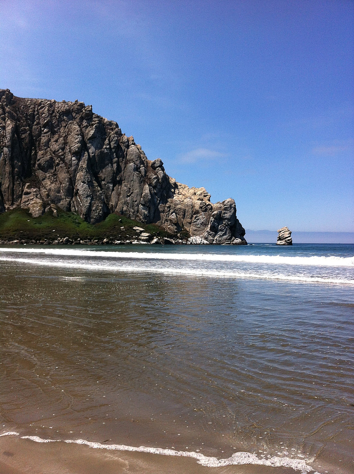 Morrow bay, Beach, Rock, Sand, Ocean, California, Coast