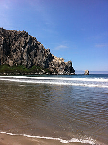 Морро Бей, пляж, рок, песок, океан, Калифорния, побережье