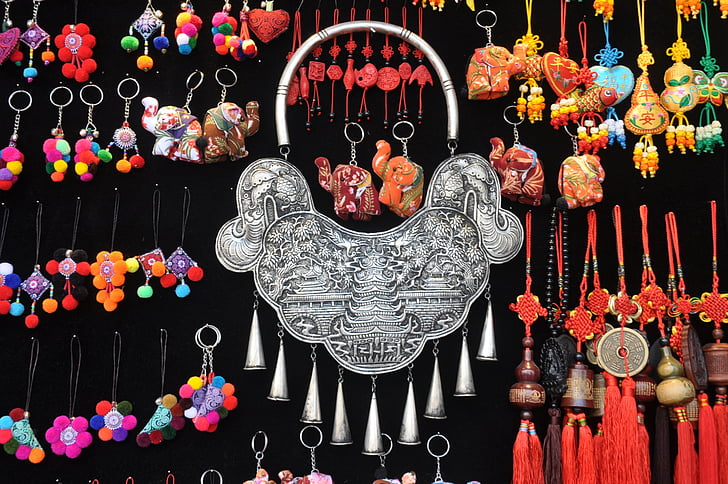srebrna, Miao, nakit, kitajski ključavnica, Kitajska veter, praznovanje, dekoracija