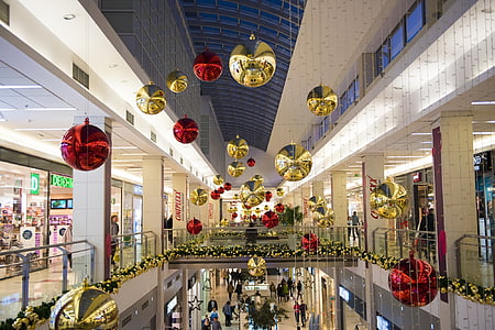 Nakupování, dekorace, Vánoční, Mall, střed, obchod, prodej
