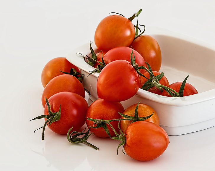 tigela, comida, fresco, vermelho, tomate, produtos hortícolas, tomate