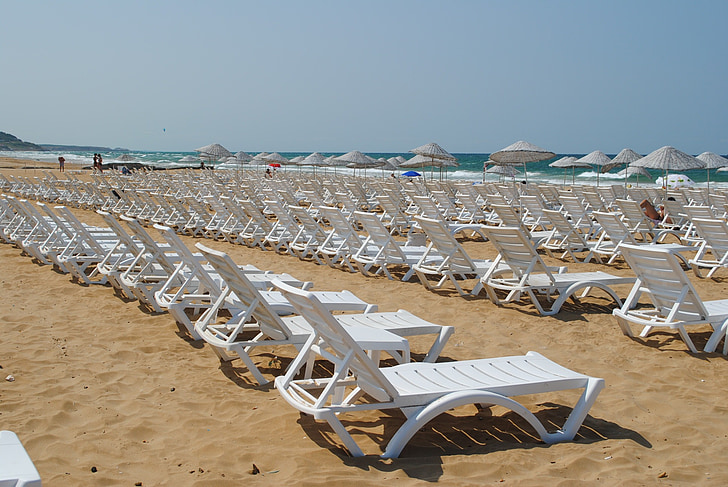 sunny, beach, seaside, shore, chaise, istanbul, black