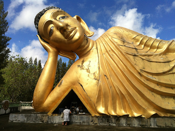 Buda, Figura, dourado, Grande, Templo de, Tailândia, Phuket