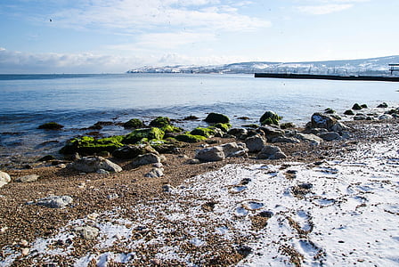 Χειμώνας, στη θάλασσα, Κριμαία, ακτογραμμή, παραλία, φύση, βράχο - αντικείμενο