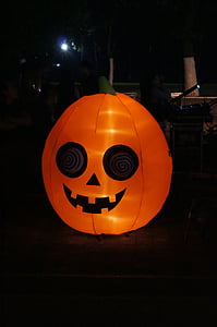 day of the dead, orange, mexico, inflatable, halloween, pumpkin, night