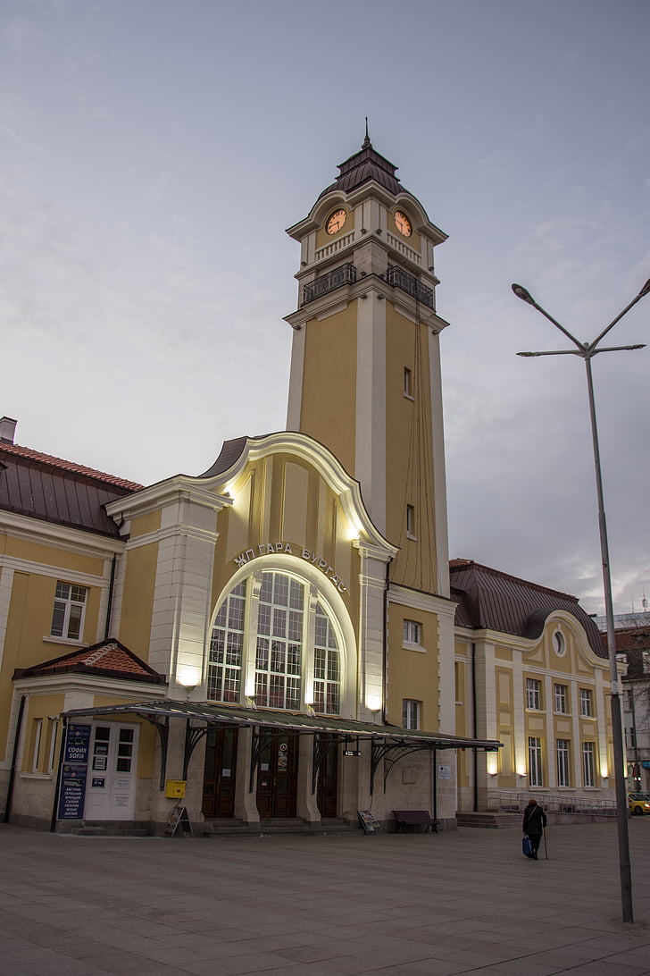 juna, rautatieasema, matkustaa, Burgas, Bulgaria, rautatieasema, liikenne