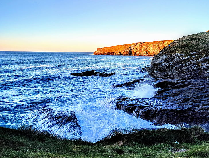 Cornwall, coasta, peisaj marin, orizont, mare, stânci, roci