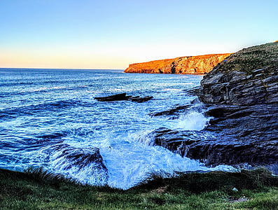 Cornwall, Costa, paisaje marino, Horizon, mar, acantilados de, rocas