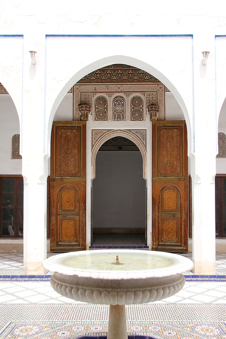Maroc, architecture, porte, entrée, objectif, porte, bois