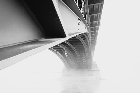 Mayence, pont Theodor-heuss, brouillard, Rhin, pont, Pont - l’homme mis à structure, transport