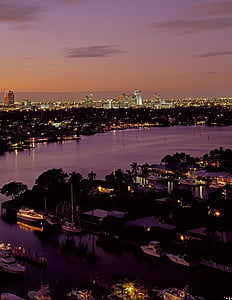 Florida, Fort lauderdale, Bãi biển, nước, Chạng vạng, buổi tối, hoàng hôn