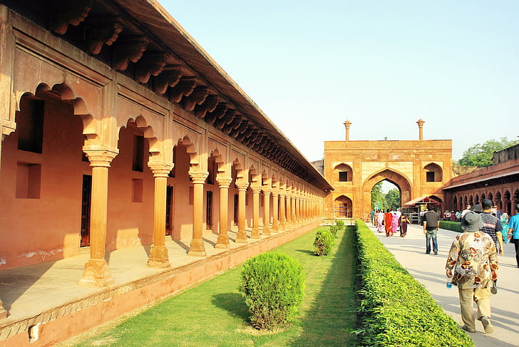 India, Agra, Allee, colonnato, Taj mahal