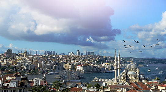 Istambul, urkey para, Galata, Turquia, paisagem, nuvem, Torre