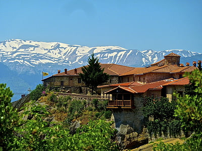 Μοναστήρι, Μετέωρα, Ελλάδα, στην κορυφή του λόφου, βουνά, ροκ, Αββαείο