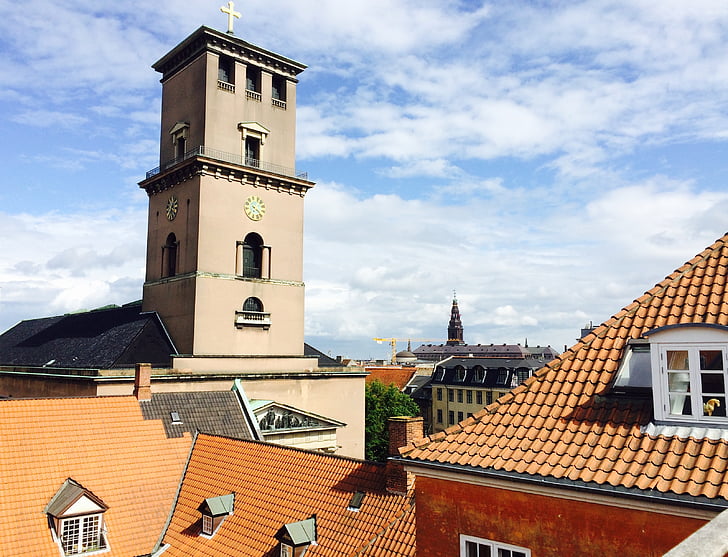 Kościół Matki Bożej, Christiansborg Parlamentu, Kopenhaga, widoki na dachu, Matki Bożej pokoju, Weź, Architektura