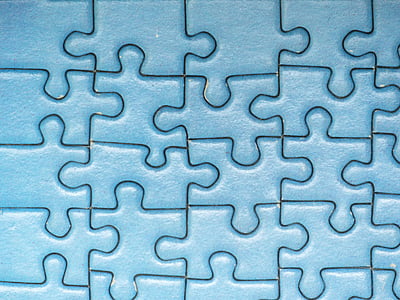 Puzzle, jouer, Partager, reconstituer les, pièces du puzzle, bleu, Jigsaw puzzle