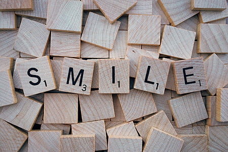 smile, word, letters, scrabble, wood - material, large group of objects, communication